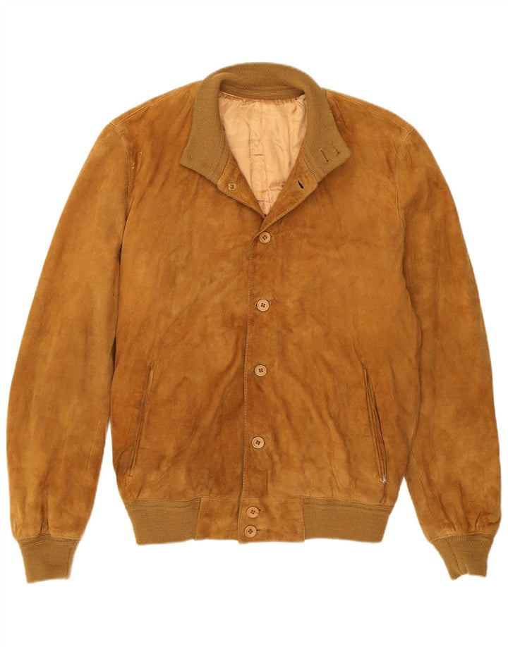 Vintage Herren Wildleder Bomberjacke IT 50 Medium Beige Leder
