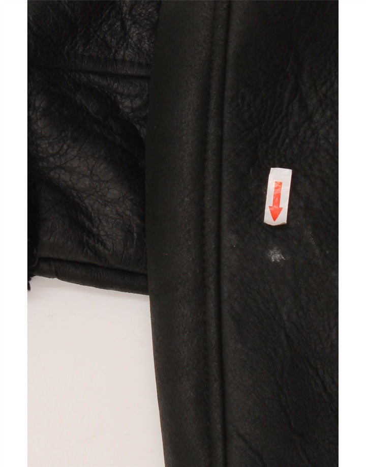 Vintage Damen Lammfellmantel EU 40 Mittelschwarzes Leder