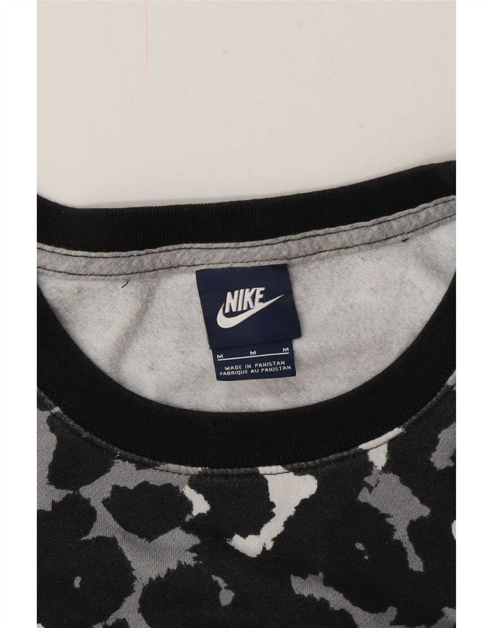 Nike Damen Sweatshirt Pullover UK 14 Medium Schwarz Animal Print