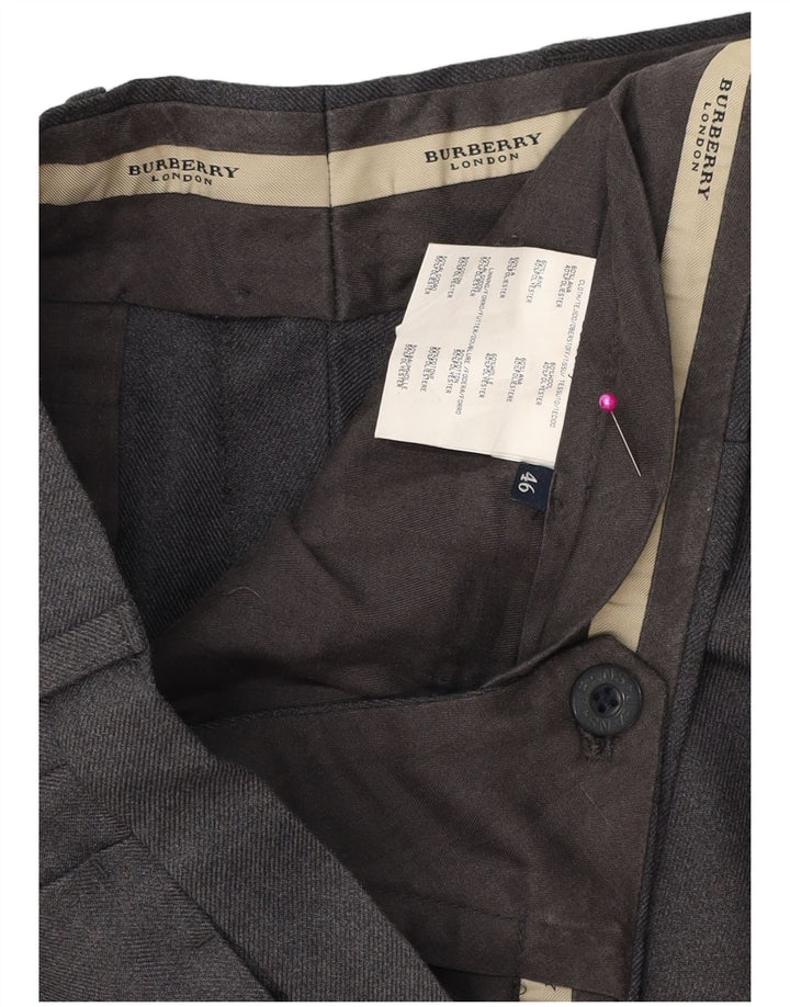 Burberry Herren-Anzughose mit Pegged, Größe 46, Größe S, W34, L30, Grau, Polyester