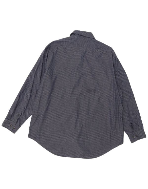 Calvin Klein Herren-Slim-Fit-Hemd, Größe 17 1/2 XL, marineblaue Gingham-Baumwolle