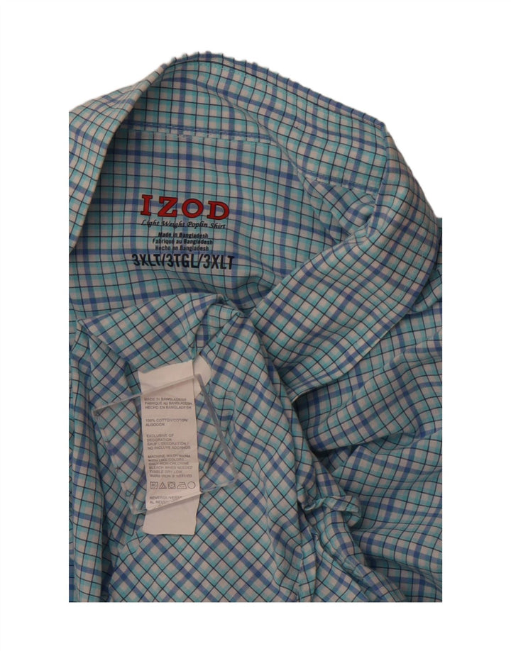 Izod Herren-Kurzarmhemd 3XL, blau kariert, Baumwolle
