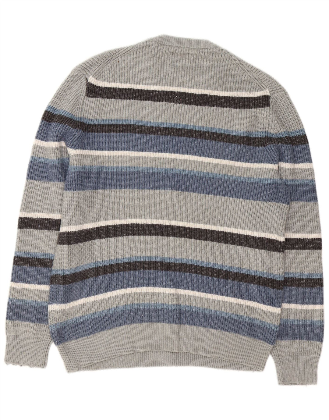 Marks & Spencer Herren-Pullover mit Rundhalsausschnitt, groß, grau gestreift, Polyamid