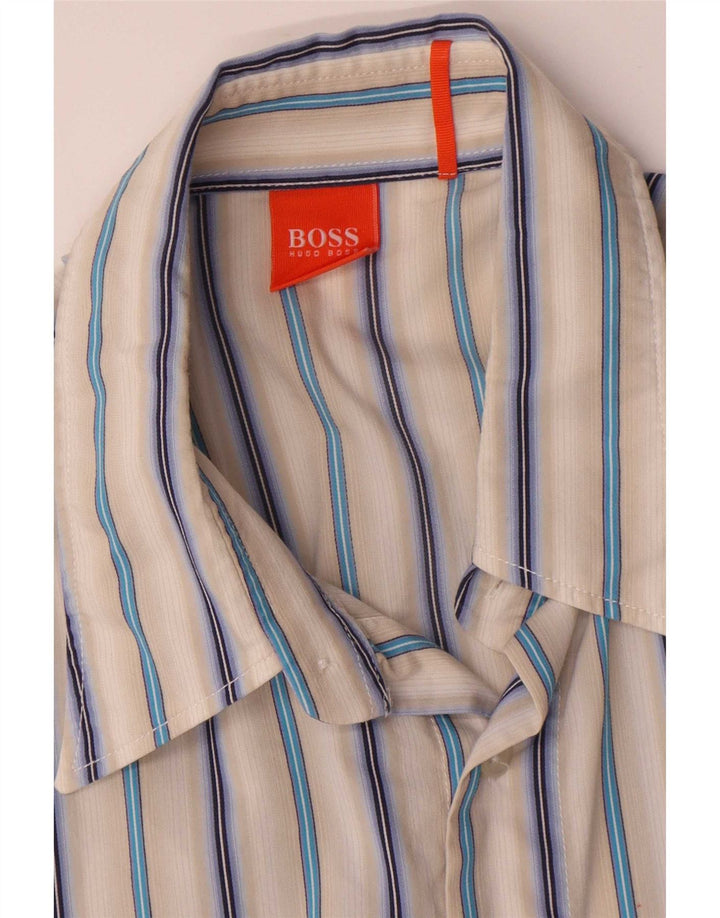 Hugo Boss Herren-Kurzarmhemd, mittelgroß, mehrfarbig, gestreift, Baumwolle