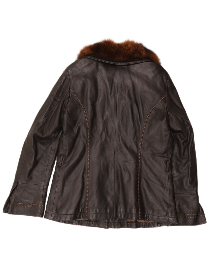 Mabrun Damen Lederjacke IT 48 XL Schwarzes Leder