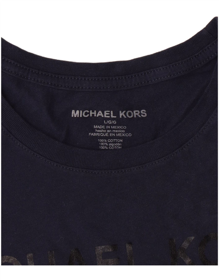Michael Kors Herren-T-Shirt mit grafischem Motiv, groß, marineblau, Baumwolle