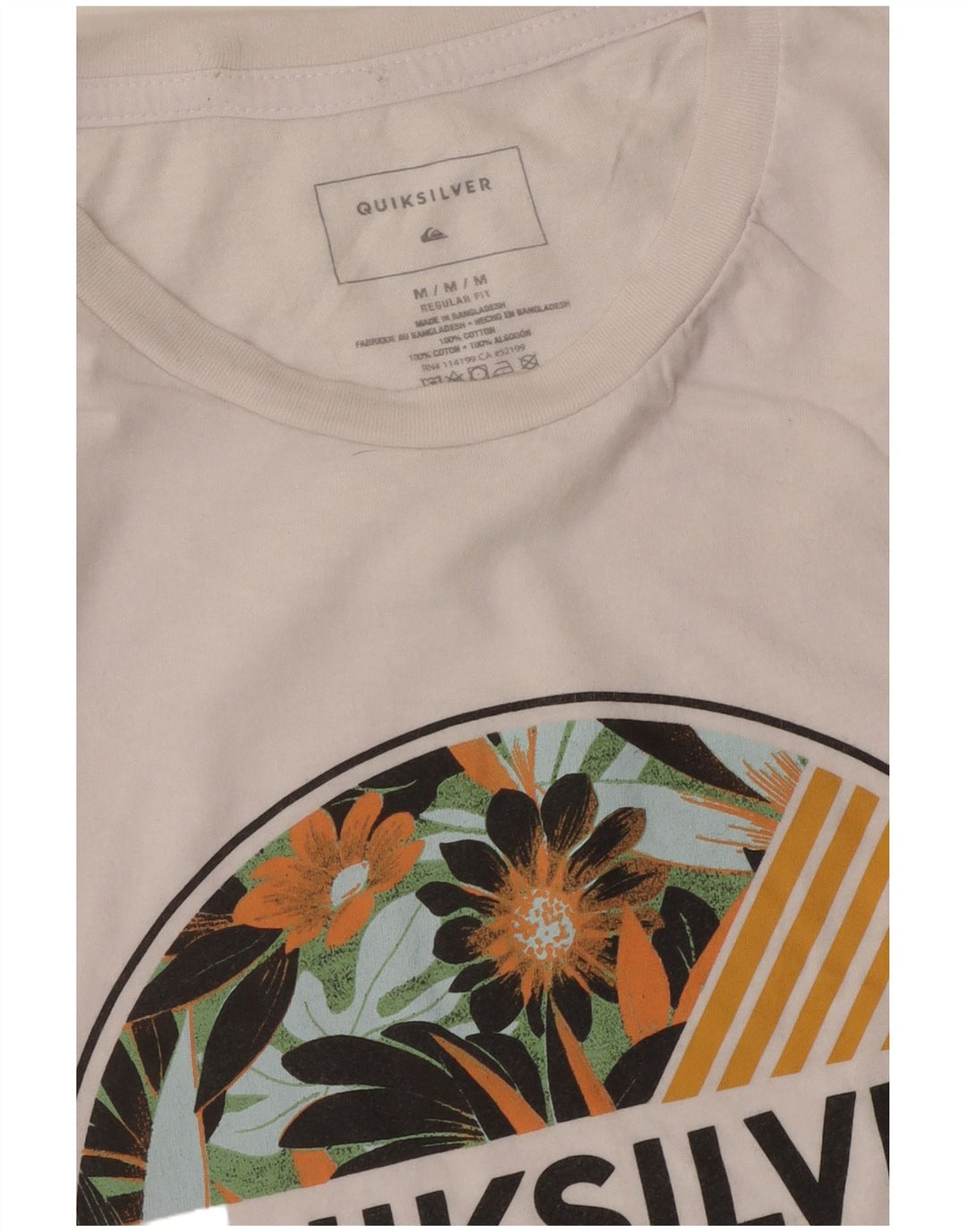 Quiksilver Womens Regular Fit Graphic T-Shirt Top UK 14 Mittelweiße Baumwolle