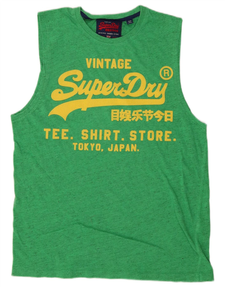 SUPERDRY Herren-T-Shirt mit grafischem Motiv, groß, grün gesprenkelte Baumwolle