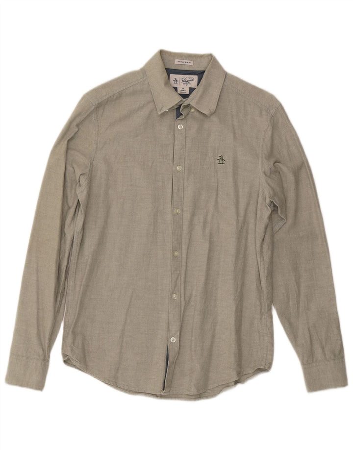 Penguin Herren Heritage Slim Fit Hemd aus mittlerer Khaki-Baumwolle