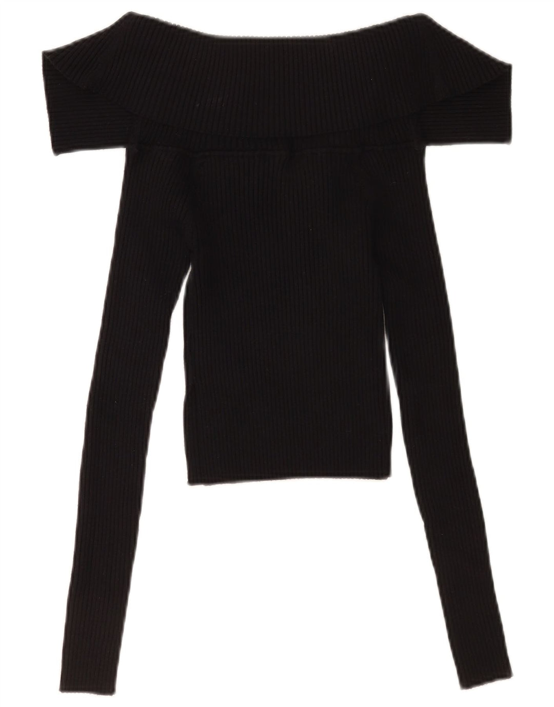Zara Damen Crop Top Langarm UK 8 Small Schwarz