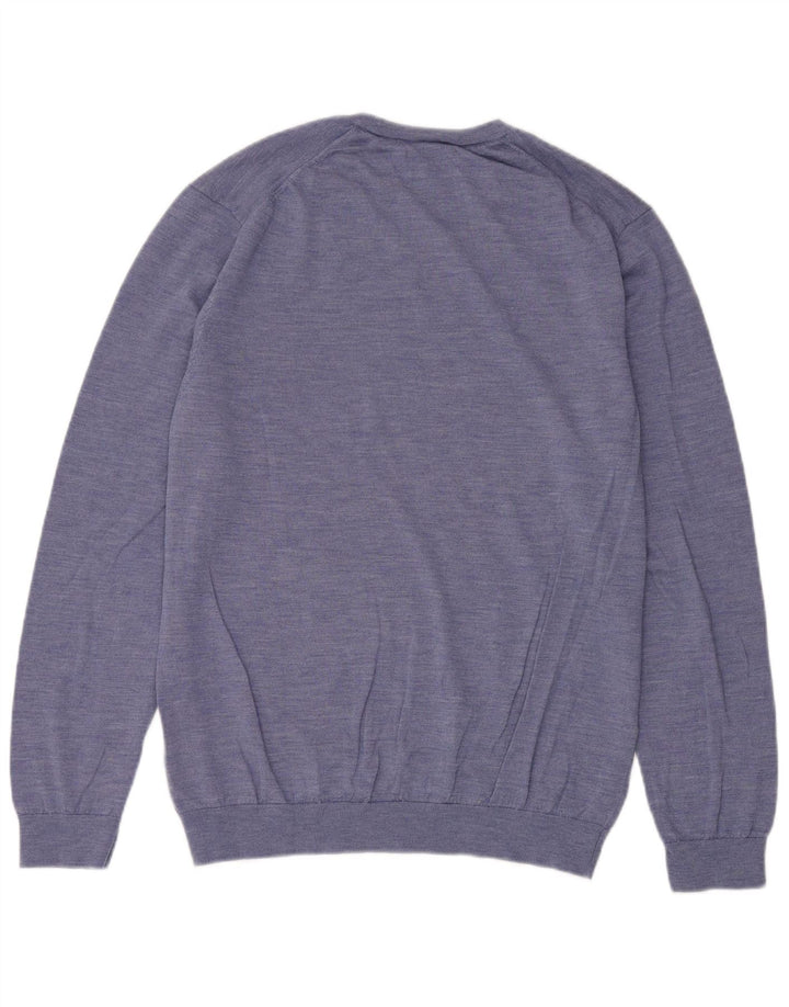 Marks & Spencer Herren-Pullover mit Rundhalsausschnitt, XL, blaue Merinowolle