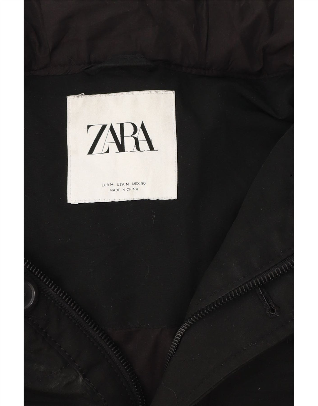 Zara Herren-Jacke mit Kapuze, gepolstert, Größe 38, mittelschwarz