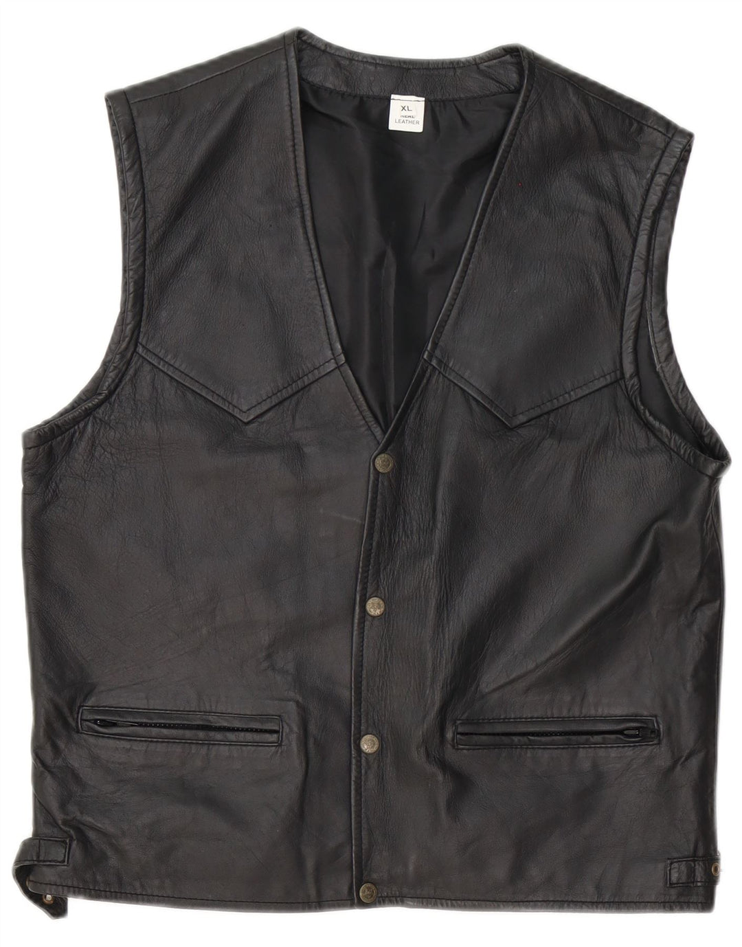 Vintage Herren Lederweste UK 42 XL Schwarzes Leder