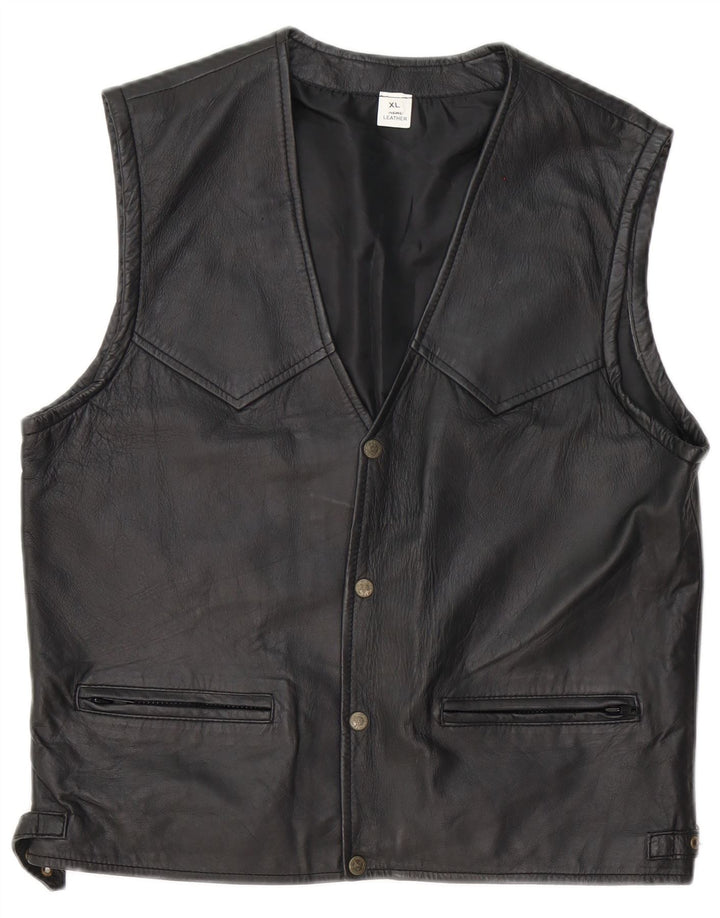 Vintage Herren Lederweste UK 42 XL Schwarzes Leder