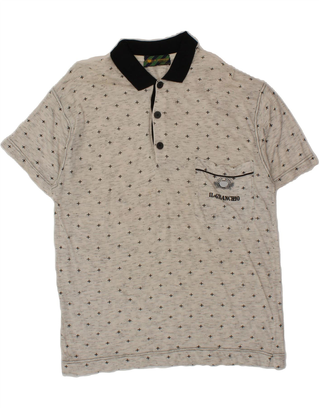 IL GRANCHIO Mens Polo Shirt Medium Grey Spotted Vintage Il Granchio and Second-Hand Il Granchio from Messina Hembry 