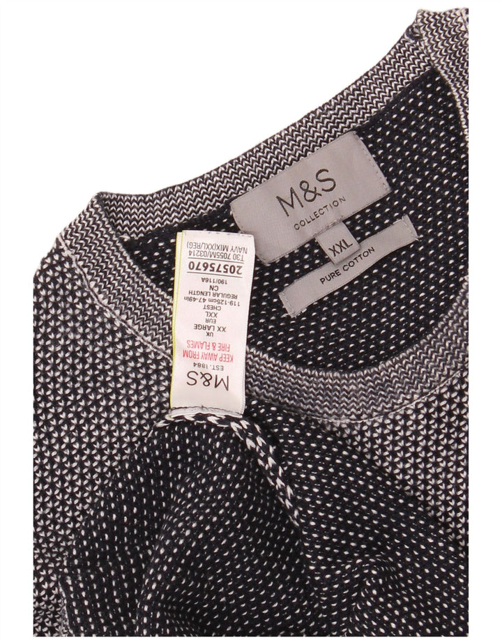 MARKS & SPENCER Mens Crew Neck Jumper Sweater 2XL Grey Cotton