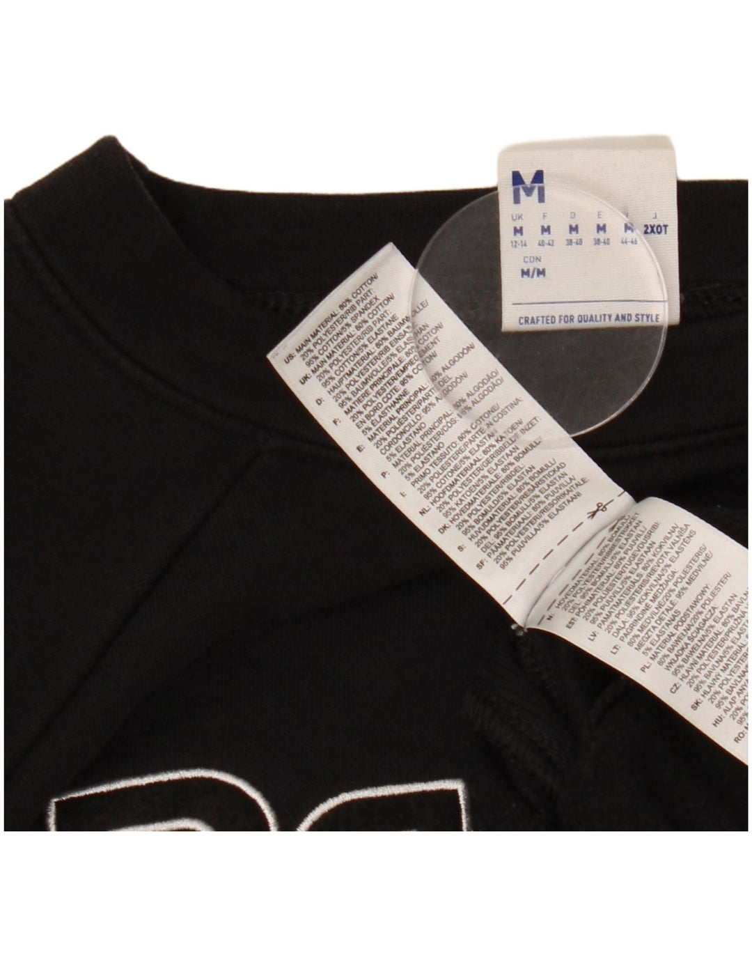 REEBOK Damen Grafik-Sweatshirt-Pullover UK 14 Mittelschwarze Baumwolle