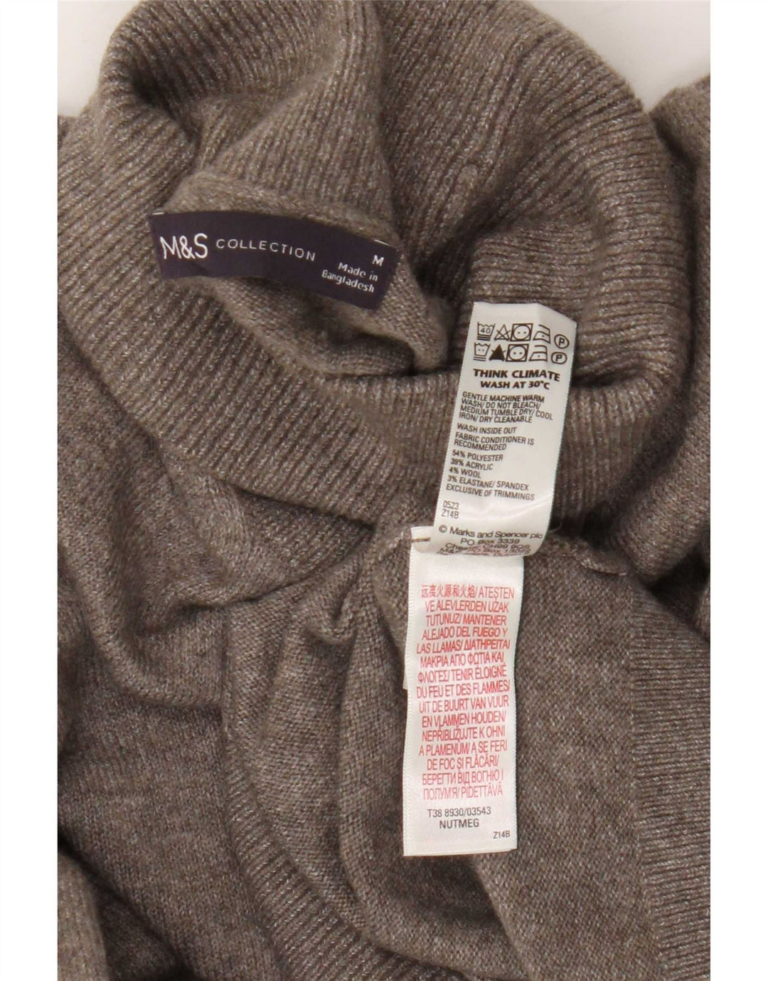Marks & Spencer Herren-Rollkragenpullover aus mittelbraunem Polyester