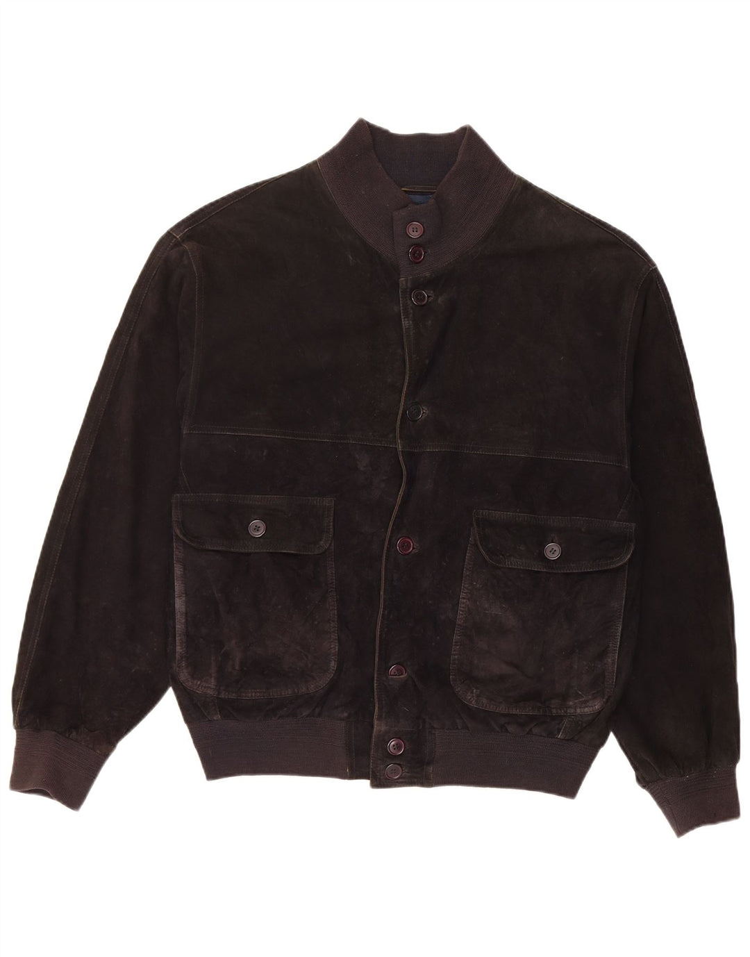 Vintage Herren Wildleder Bomberjacke IT 48 Mittelschwarzes Leder