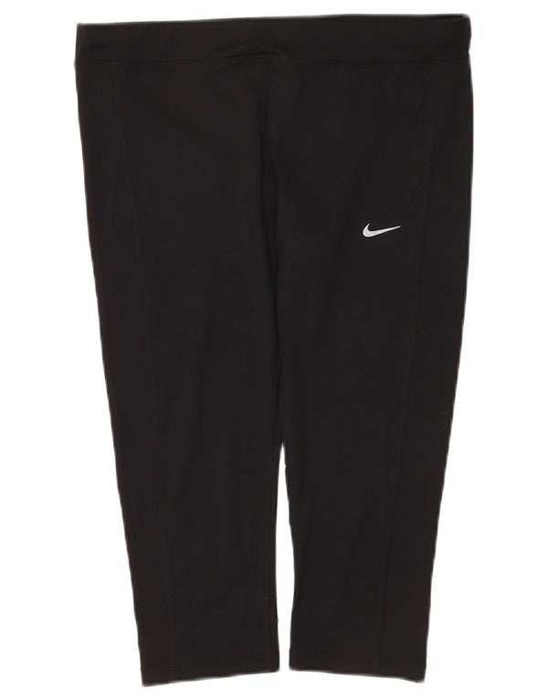 Nike Damen Dri Fit Capri Leggings UK 14 Large Schwarz Polyester