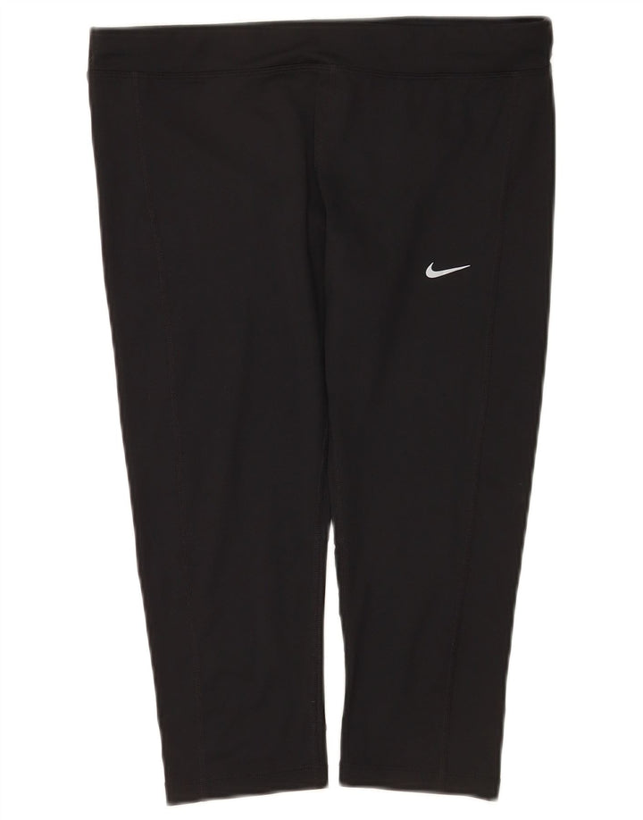 Nike Damen Dri Fit Capri Leggings UK 14 Large Schwarz Polyester