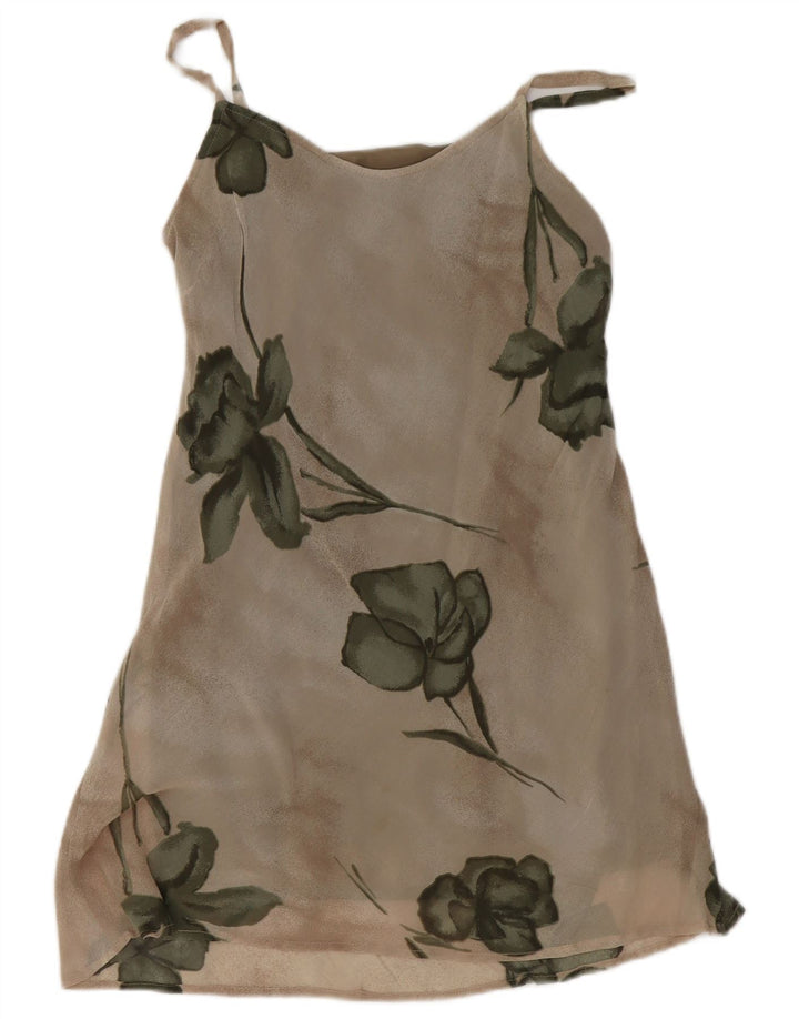 Vintage Damen Durchsichtiges 2-teiliges Set UK 12 Medium Beige Floral