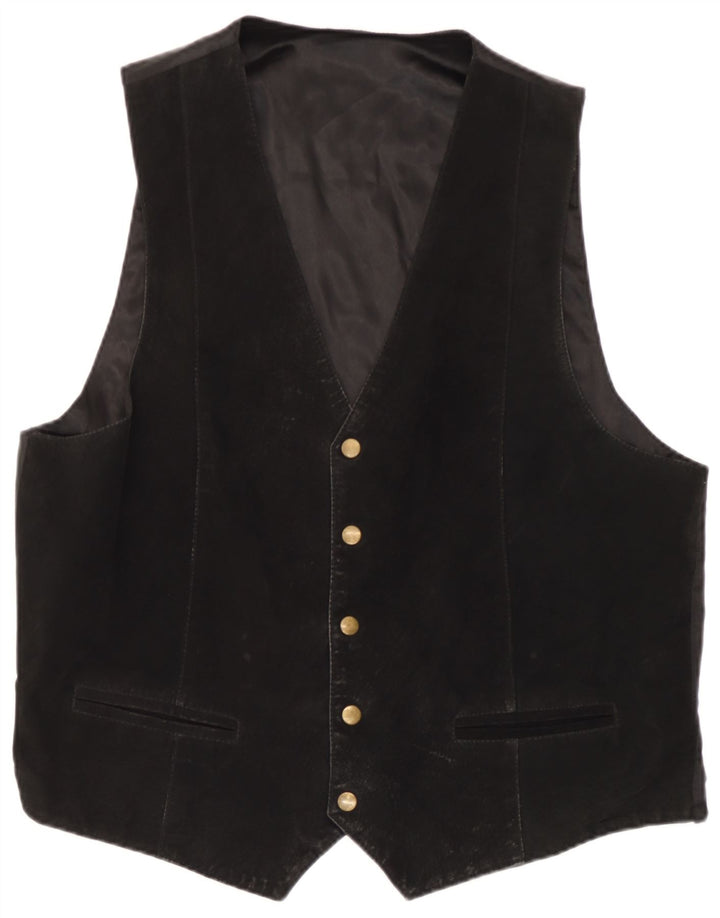 Vintage Herren Wildlederweste Großes schwarzes Leder
