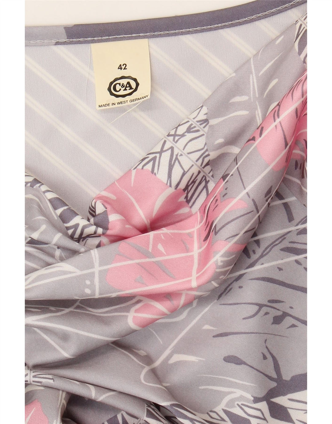 C&A Womens Abstract Pattern 3/4 Sleeve A-Line Dress EU 42 Large Grey Vintage C&A and Second-Hand C&A from Messina Hembry 
