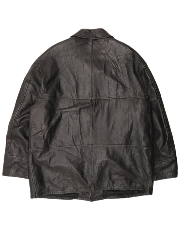 Vintage Herren Lederjacke IT 54 2XL Schwarzes Leder