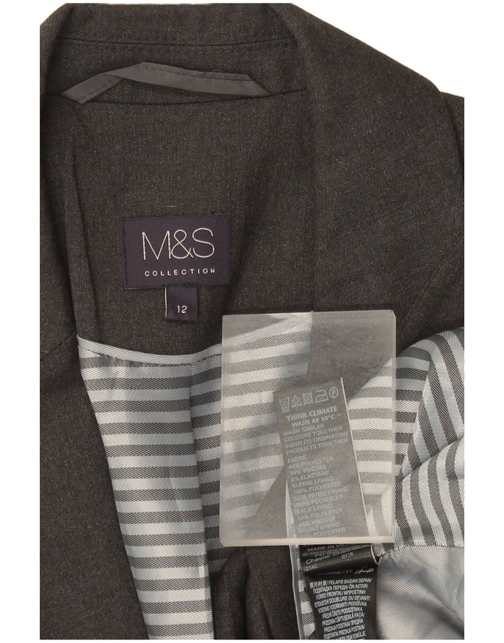 Marks & Spencer Damen-Blazerjacke mit 1 Knopf, UK 12, Mittelgrau, Polyester
