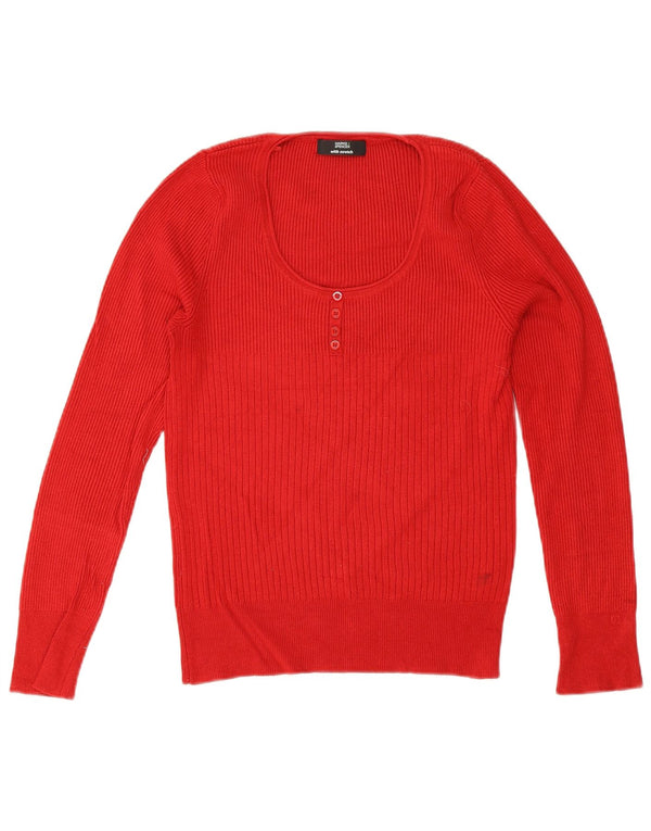 Marks & Spencer Damen-Pullover mit U-Boot-Ausschnitt, UK 12, mittelrote Viskose