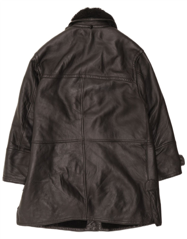 Vintage Herren Shearling Overcoat IT 52 XL Schwarzer Shearling