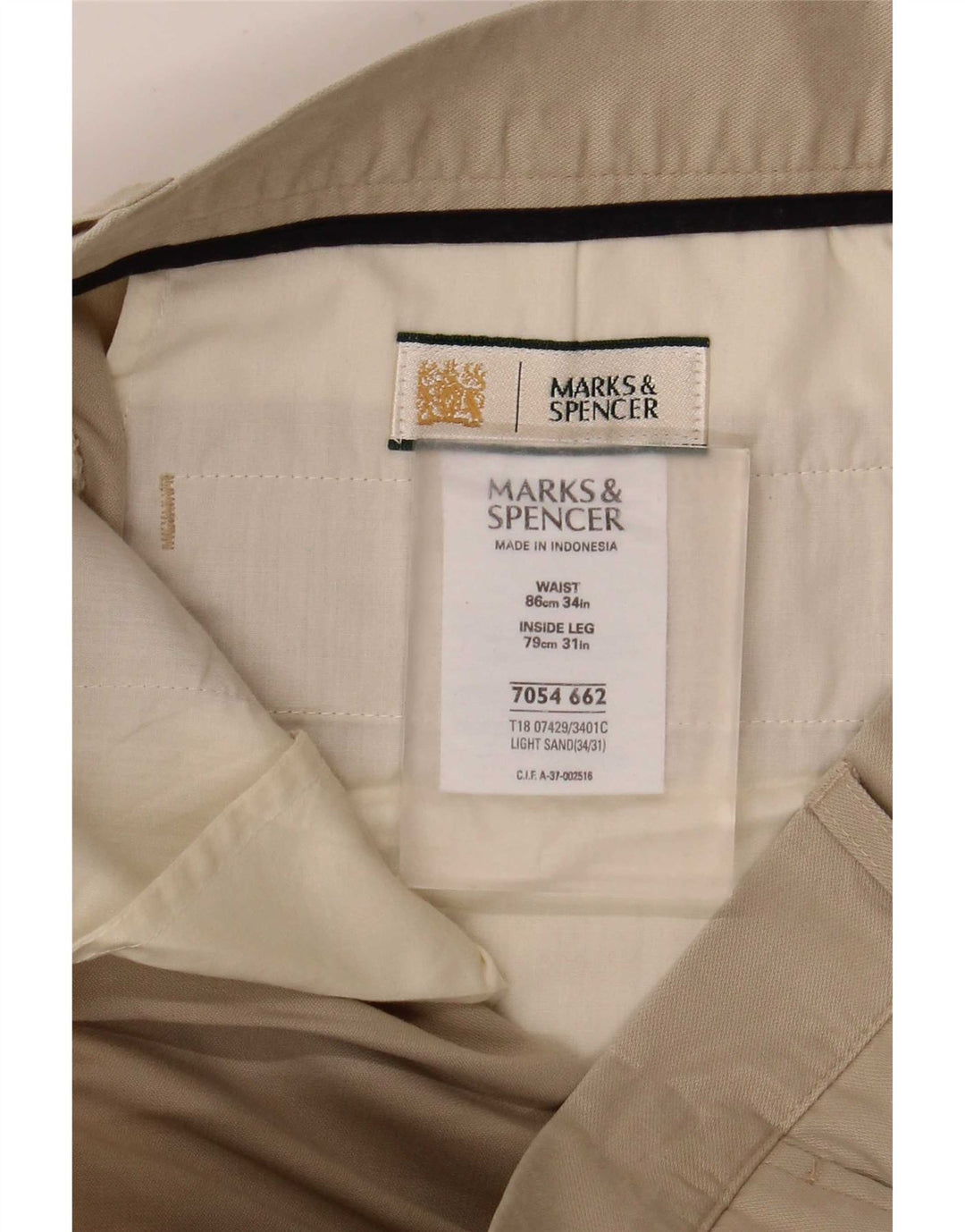 Marks & Spencer Herren-Chinohose mit Pegged, W34, L31, Beige, Lyocell