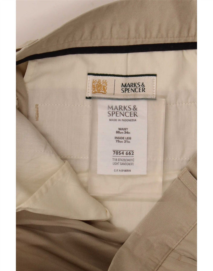 Marks & Spencer Herren-Chinohose mit Pegged, W34, L31, Beige, Lyocell