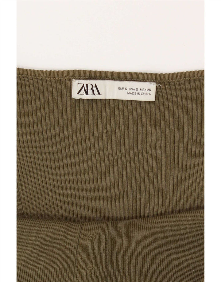 Zara Damen Langarm-Crop-Top UK 8 Small Grün