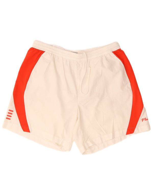 Fila Herren-Sportshorts, groß, weißes Farbblock-Polyester