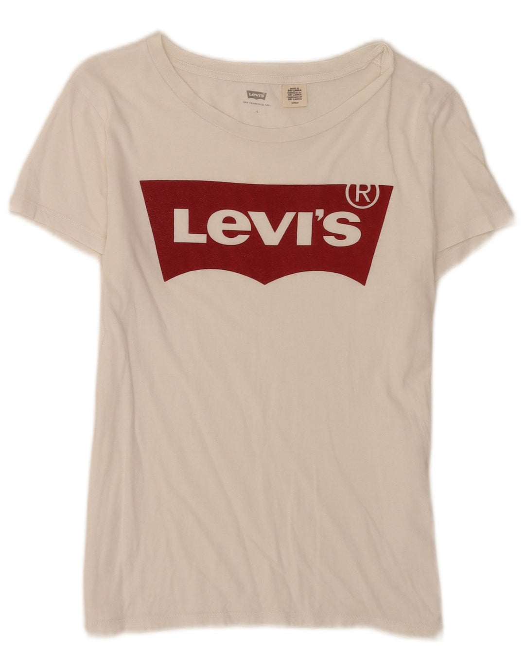 Levi's Damen-T-Shirt mit Grafik, UK 10, Größe S, Weiß