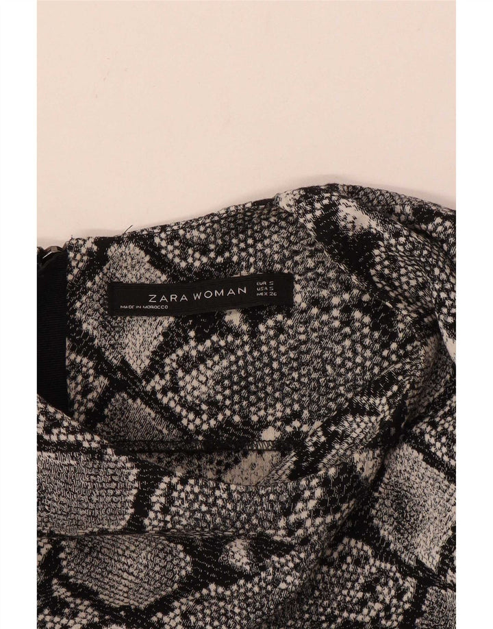 Zara Damen Etuikleid UK 10 Small Grau Animal Print