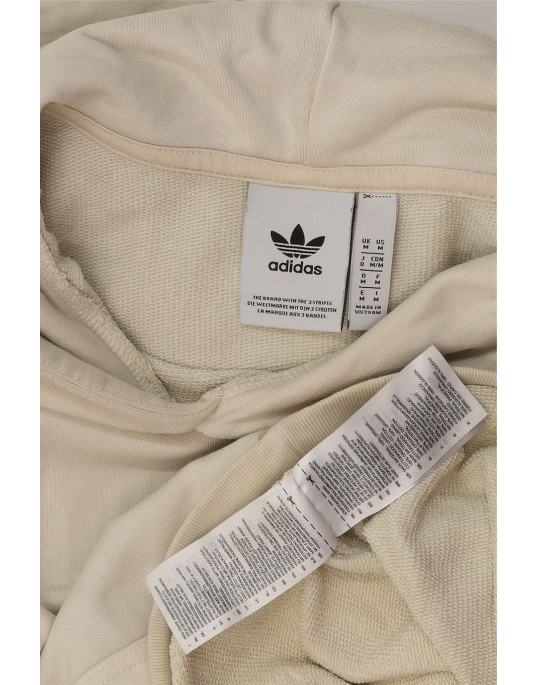 ADIDAS Damen Kapuzenpullover UK 14 Medium Off White Baumwolle