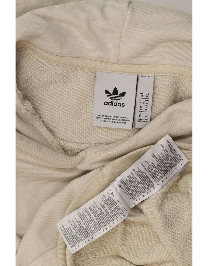 ADIDAS Damen Kapuzenpullover UK 14 Medium Off White Baumwolle