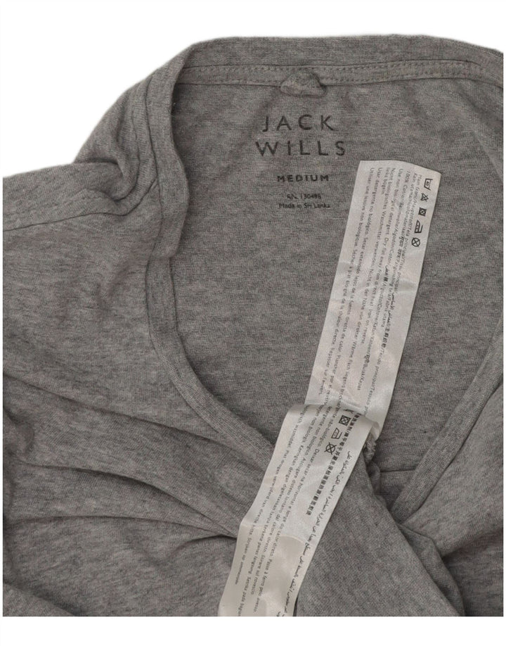 Jack Wills Herren-T-Shirt-Oberteil aus mittelgrau gesprenkelter Baumwolle