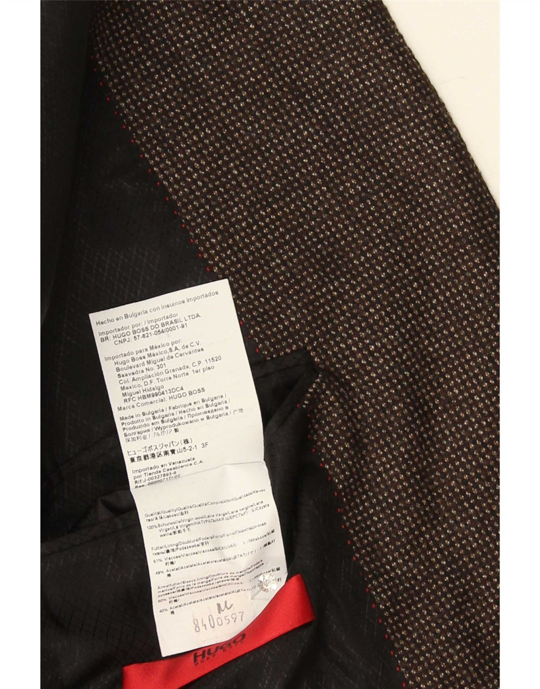 Hugo Boss Herren-Blazer mit 2 Knöpfen, US 44, 2XL, braun gefleckte Wolle