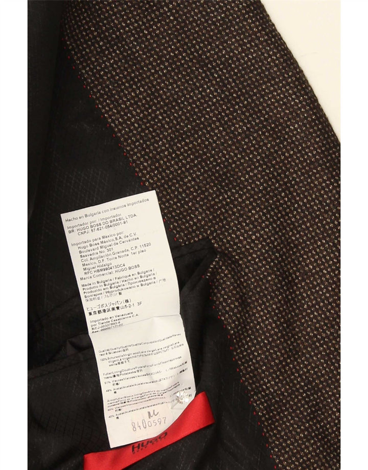 Hugo Boss Herren-Blazer mit 2 Knöpfen, US 44, 2XL, braun gefleckte Wolle
