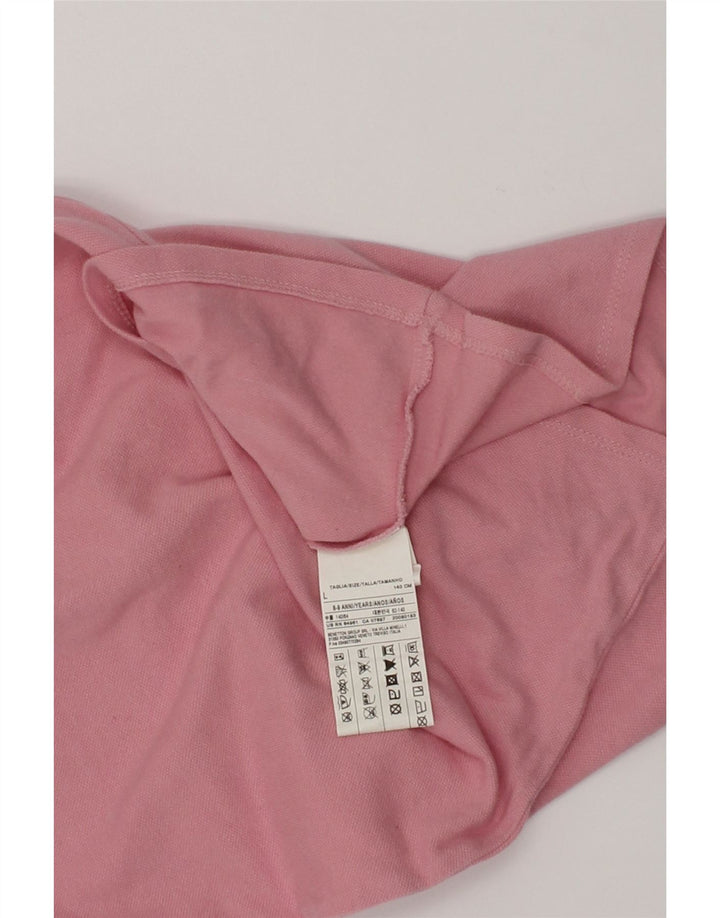 BENETTON Girls Polo Shirt 8-9 Years Large  Pink Cotton | Vintage Benetton | Thrift | Second-Hand Benetton | Used Clothing | Messina Hembry 