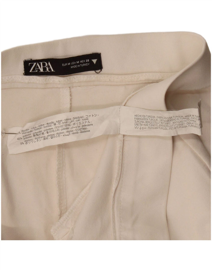 Zara Damen Bootcut-Hose, mittelgroß, W29, L25, weiße Baumwolle