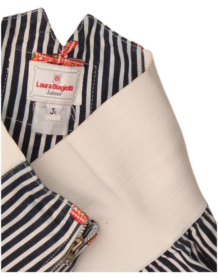 Laura Biagiotti Kurze Hose für Mädchen, 7–8 Jahre, W23, L17, Marineblau gestreift