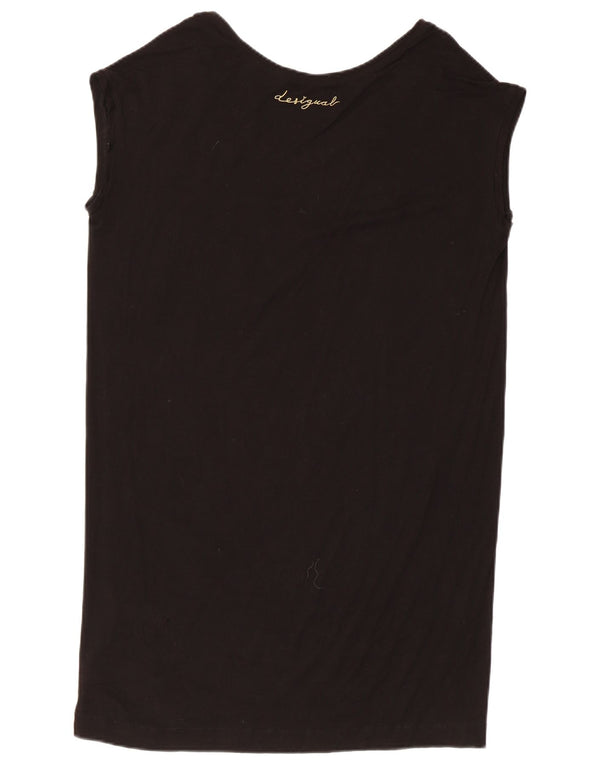 Desigual Damen ärmelloses Tunikakleid UK 16 Large Schwarz Floral Modern