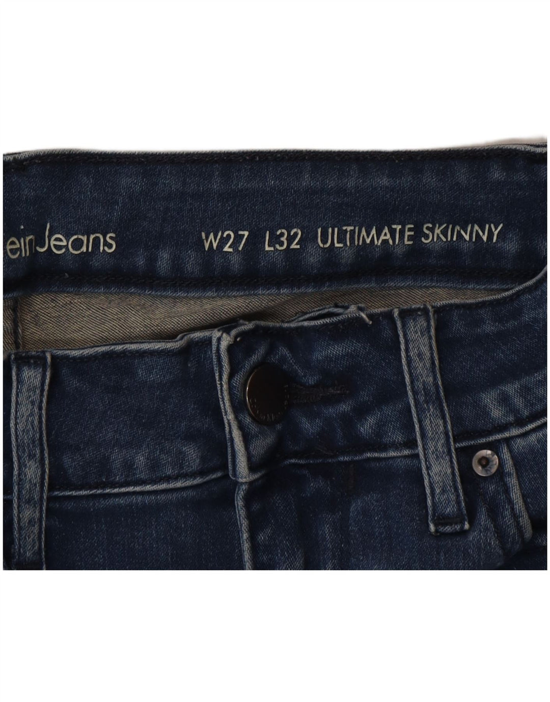 Calvin Klein Damen Ultimate Skinny Jeans W27 L32 Blaue Baumwolle