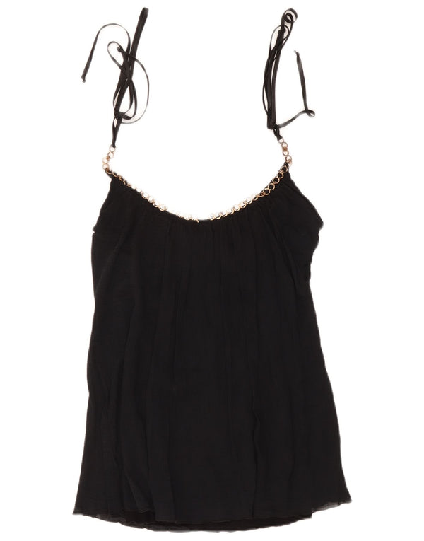 Marciano Damen Crop Cami Top UK 10 Small Schwarze Baumwolle