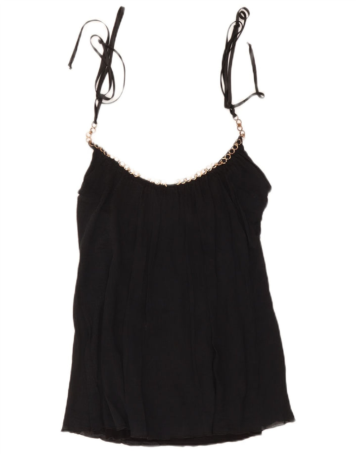 Marciano Damen Crop Cami Top UK 10 Small Schwarze Baumwolle